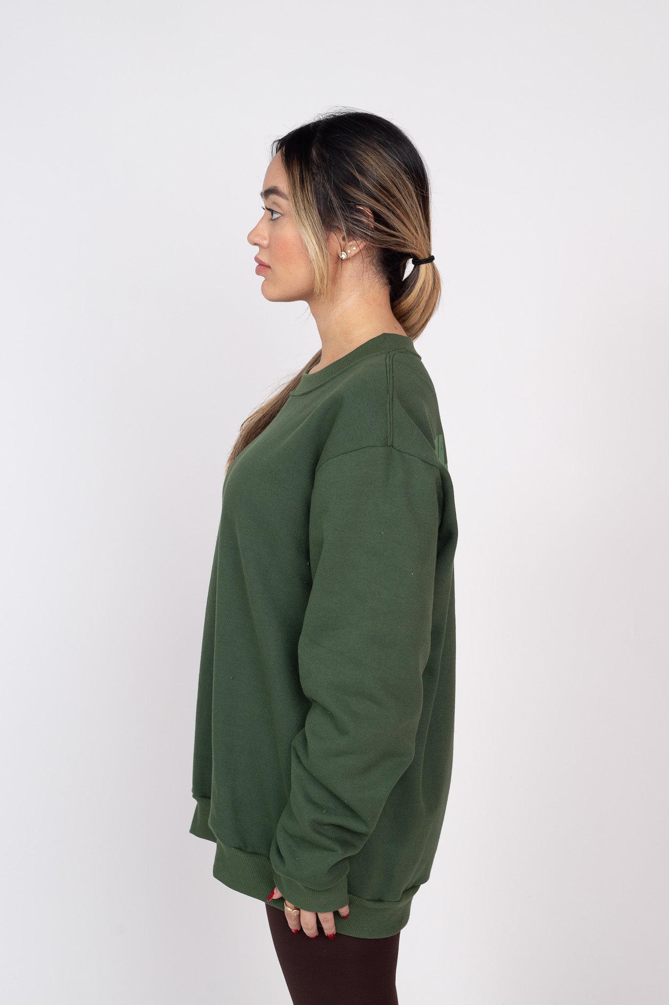 Moletom Careca DailyBasics "Back Script" Verde Militar