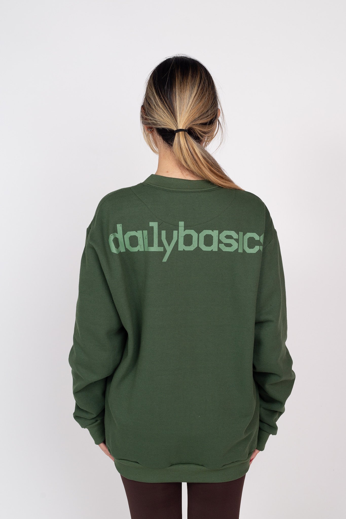 Moletom Careca DailyBasics "Back Script" Verde Militar