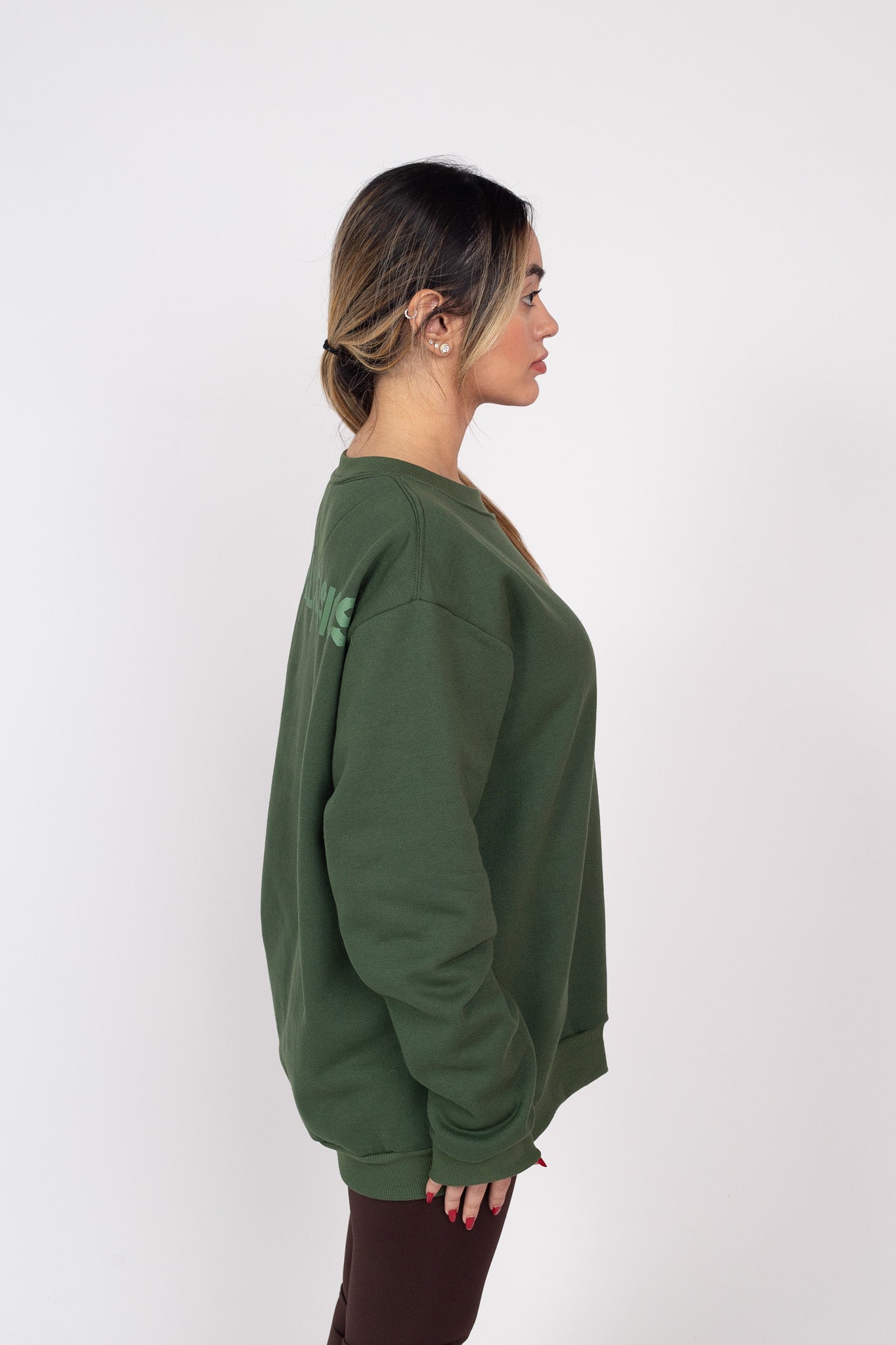 Moletom Careca DailyBasics "Back Script" Verde Militar